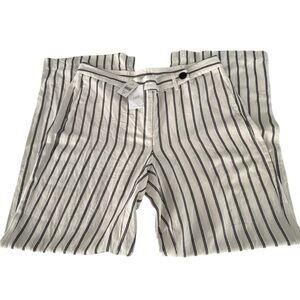 J. Jill Navy and Off White Wide Leg Linen Blend Pants, NWT